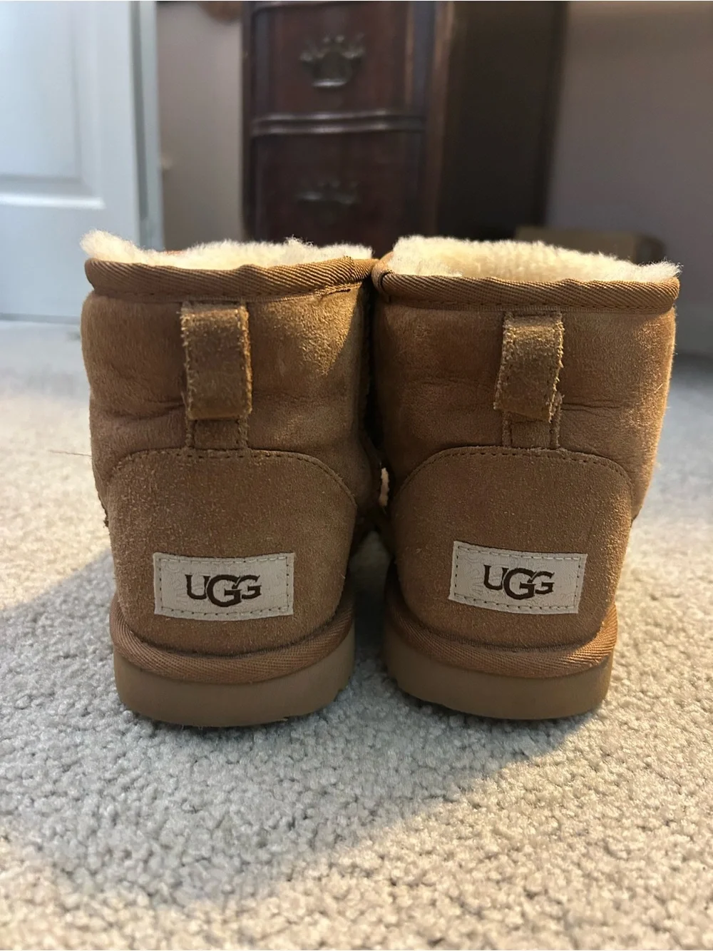 UGG Mini Booties in Chestnut Suede